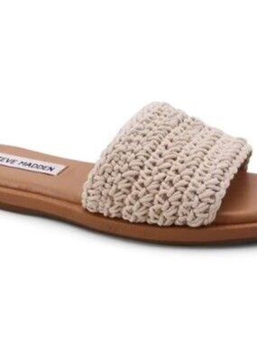 Steve Madden  Women's Crochet Sandals,  Natural  Women Size 8     New with Box